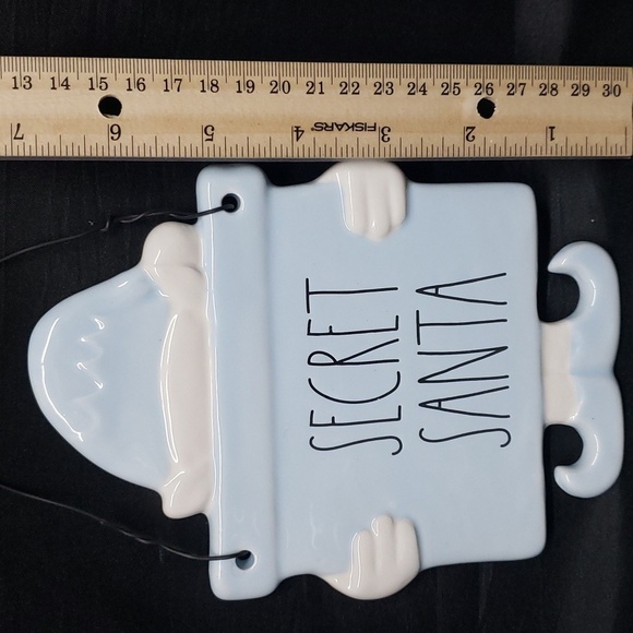 Rae Dunn NWOT Ceramic Powder Blue and White Secret Santa Plaque - Picture 4 of 5